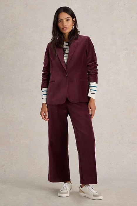 EVELYN VELVET BLAZER DARK PLUM 1