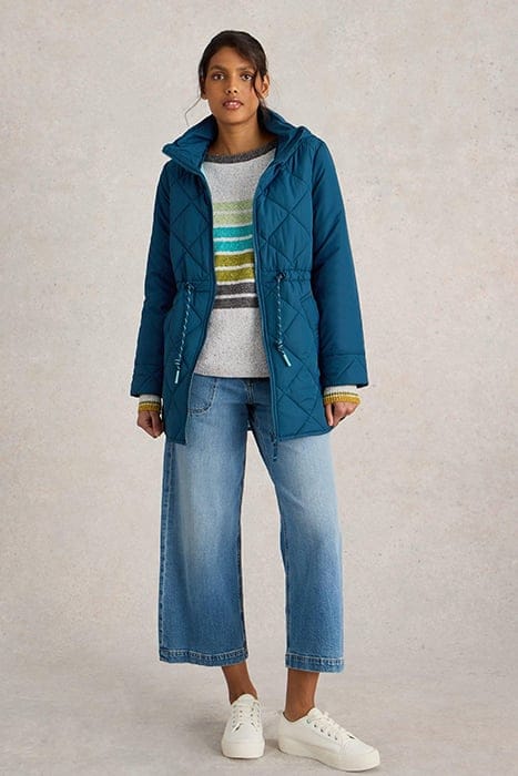 EMILIA QUILTED COAT DARK TEAL 1
