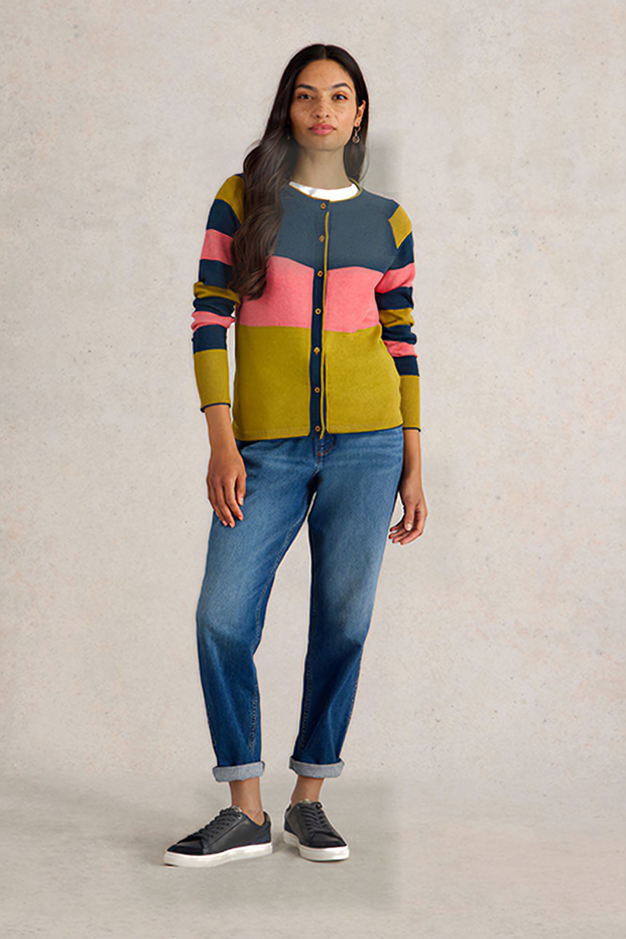 LULU STRIPE CARDI CHARTREUSE MULTI 1