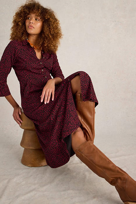 RUA JERSEY SHIRT DRESS PINK PRINT 4
