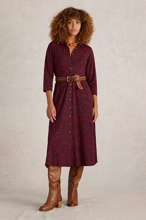 RUA JERSEY SHIRT DRESS PINK PRINT 1