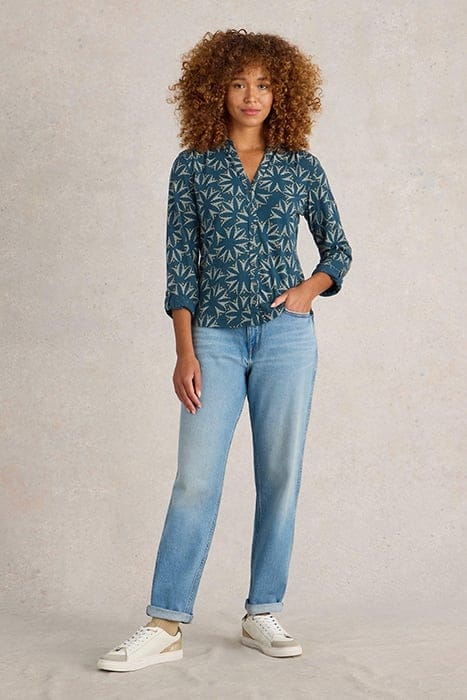 ANNIE JERSEY SHIRT TEAL MULTI 1