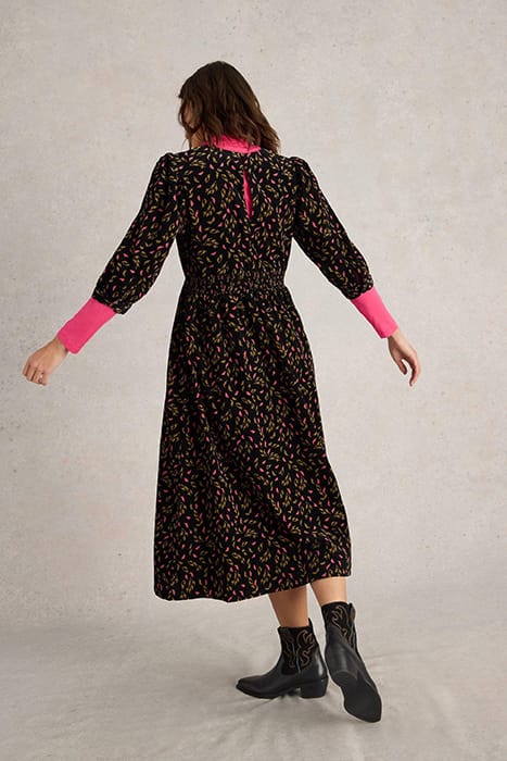 LUCY CORD DRESS BLACK PRINT 2