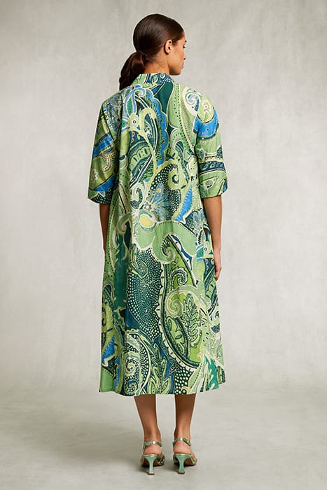 BLUE/GREEN FANTASY V-NECK DRESS GREEN 2