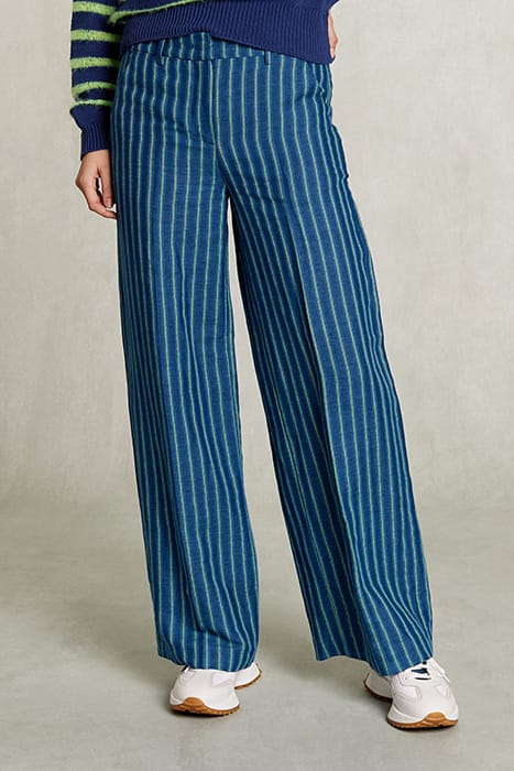 BLUE/GREEN STRIPED LINEN PANTS BLUE 1