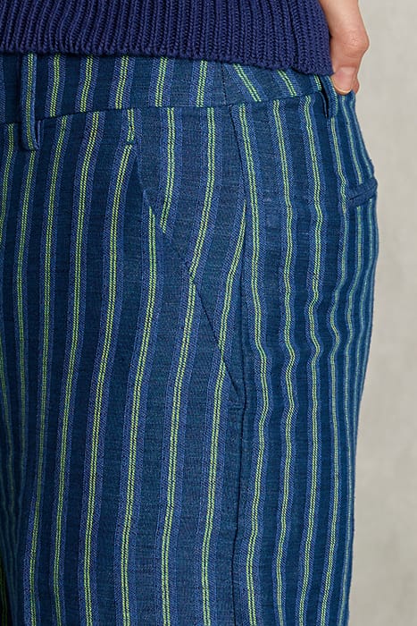 BLUE/GREEN STRIPED LINEN PANTS BLUE 5
