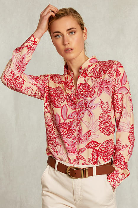 BEIGE/RED FLORAL BLOUSE LONG SLEEVES PINK 1