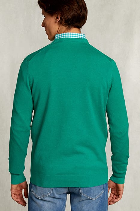 NORMAL FIT BASIC COTTON V-NECK PULLOVER GREEN TWIST MIX GREE 2