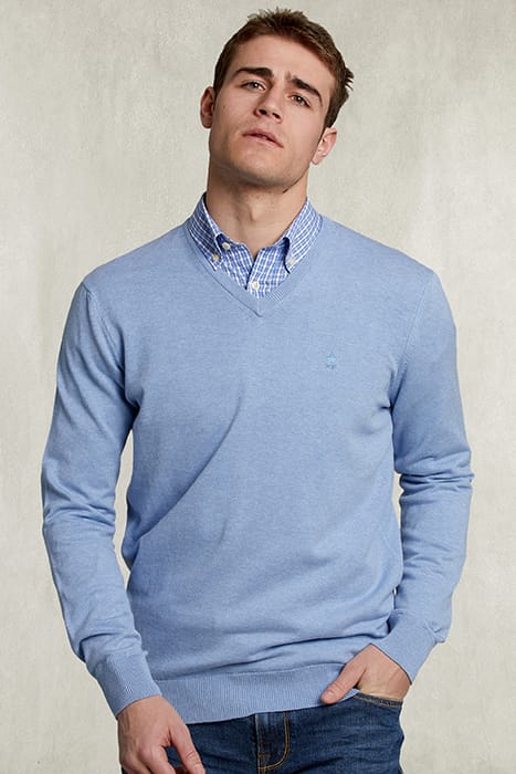 BASIC V-NECK PULLOVER POOL MIX BLUE 1