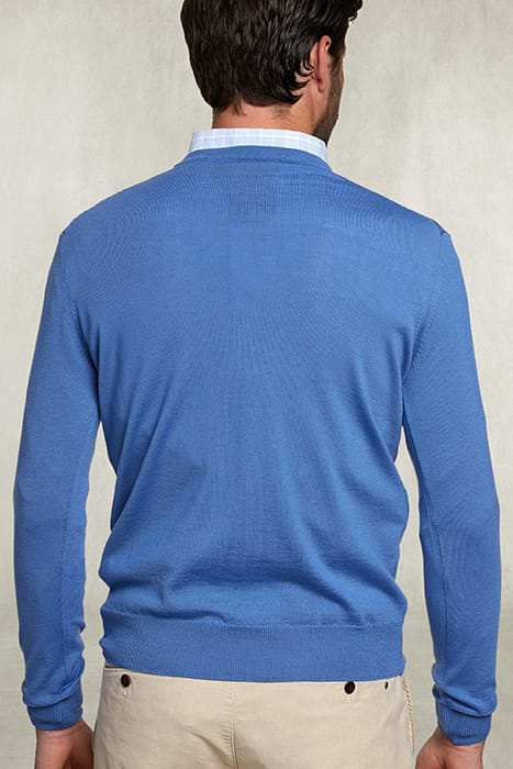 BASIC MERINO V-NECK PULLOVER BLUE BIRD BLUE 2