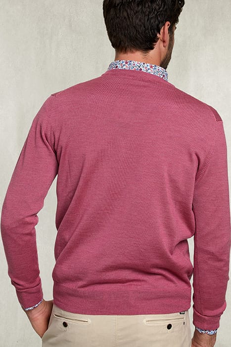 BASIC MERINO V-NECK PULLOVER DARK SUGAR PINK MIX PINK 2