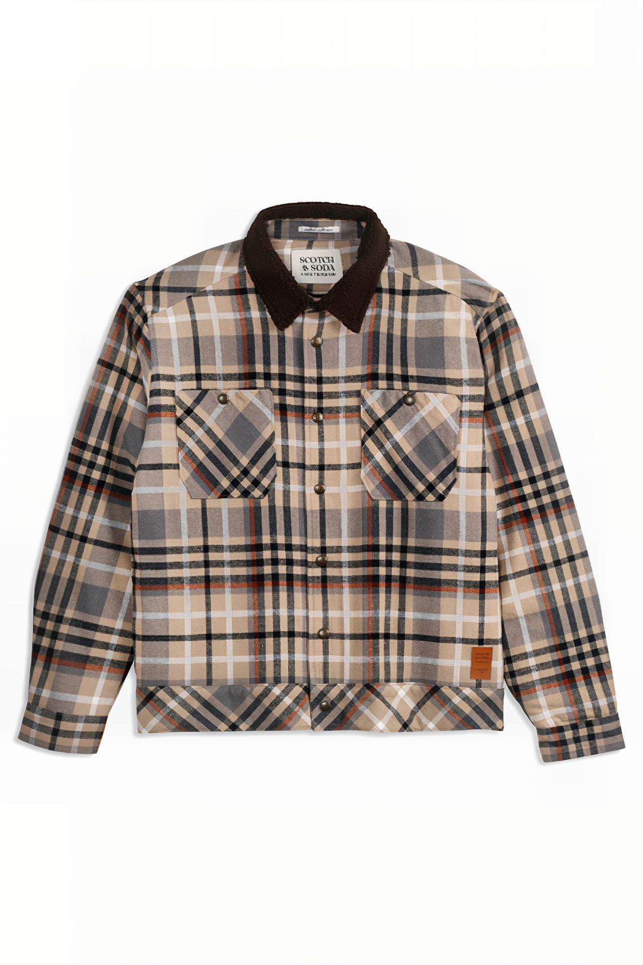 SHERPA LINED PLAID FLANNEL EISENHOWER JACKET MOCHA 1