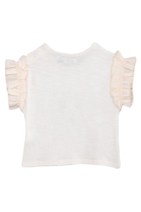 BABY GIRLS’ ECRU ORGANIC COTTON T-SHIRT, GLITTERY SLOGAN 2