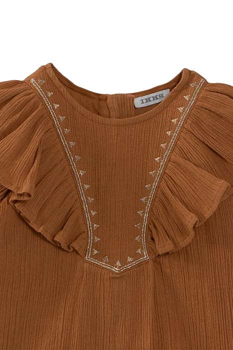 BABY GIRLS’ CAMEL DRESS WITH RUFFLED & EMBROIDERED DICKEY 3