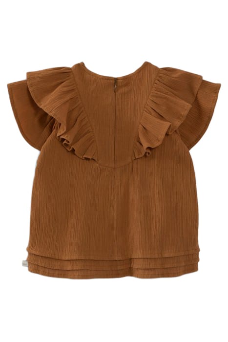 BABY GIRLS’ CAMEL DRESS WITH RUFFLED & EMBROIDERED DICKEY 2