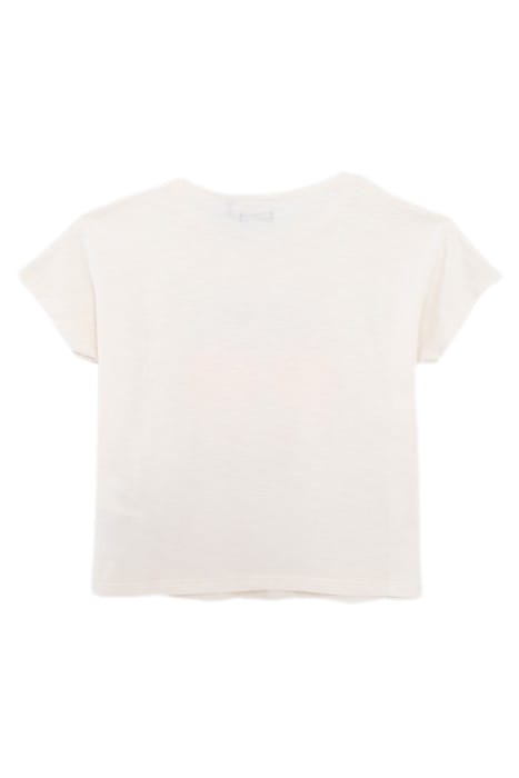 GIRLS’ WHITE ORGANIC COTTON T-SHIRT, PEACE & LOVE SYMBOL 2