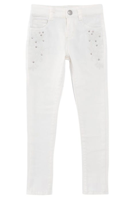 GIRLS' ECRU SKINNY JEANS WITH EMBROIDERY AND STUDS 1