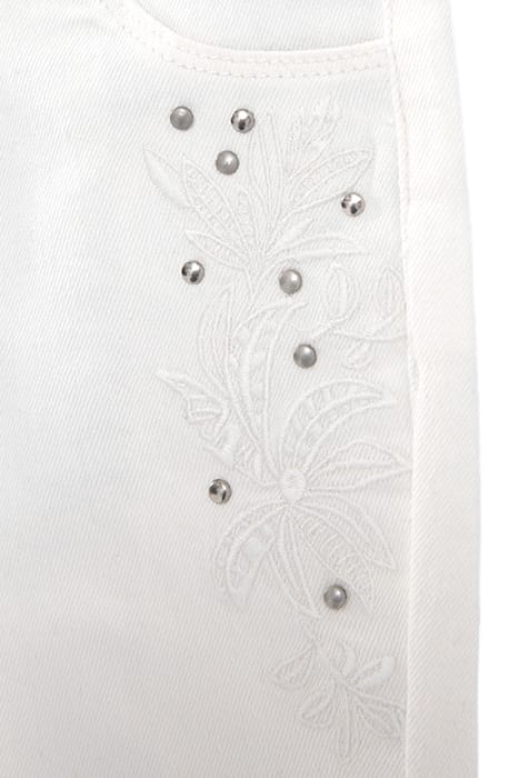 GIRLS' ECRU SKINNY JEANS WITH EMBROIDERY AND STUDS 6