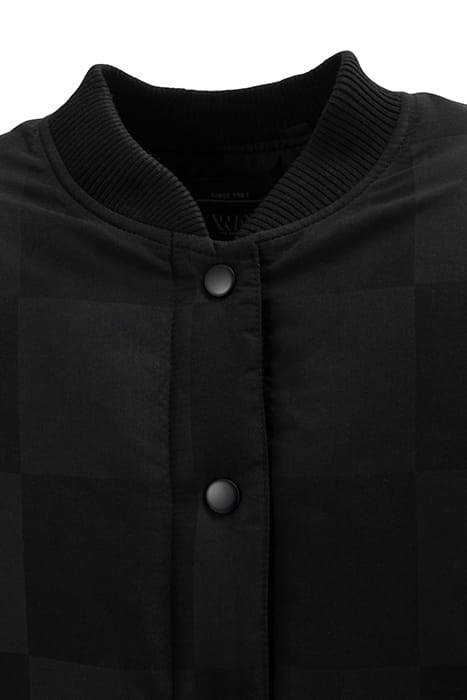 GIRLS' BLACK PADDED JACKET WITH TONE-ON-TONE CHECKERBOARD 3