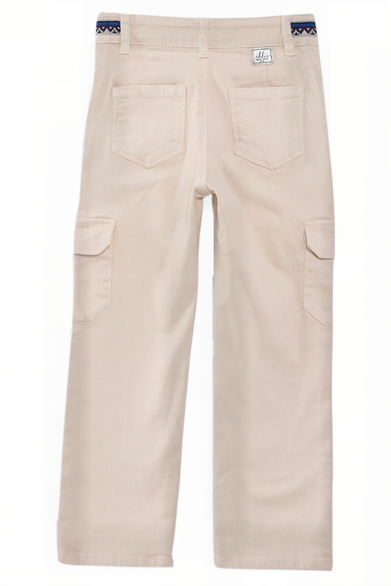 GIRLS' ECRU CARGO JEANS WITH EMBROIDERED BRAID 2