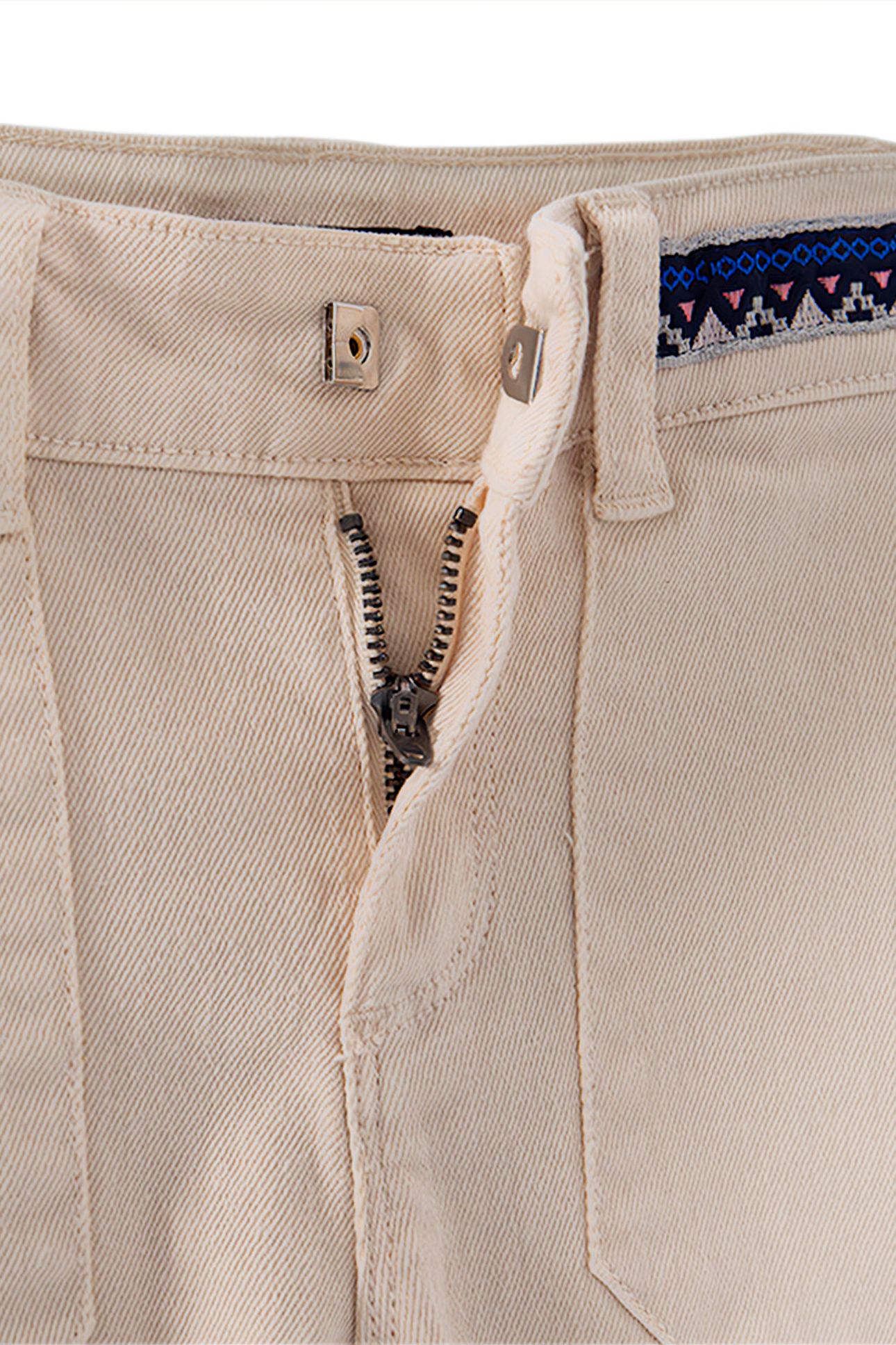 GIRLS' ECRU CARGO JEANS WITH EMBROIDERED BRAID 3