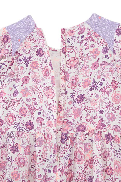GIRLS’ OFF-WHITE LONG DRESS WITH VIOLET FLOWER PRINT 4