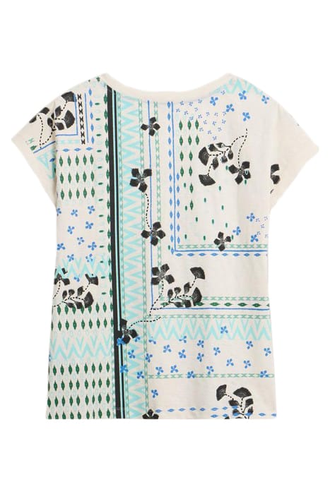 NELLY NOTCH NECK TEE WHITE PRINT 3