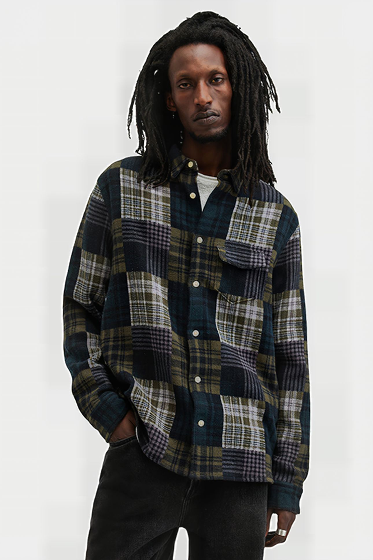 HOPTON LS SHIRT KHAKI GREEN 1