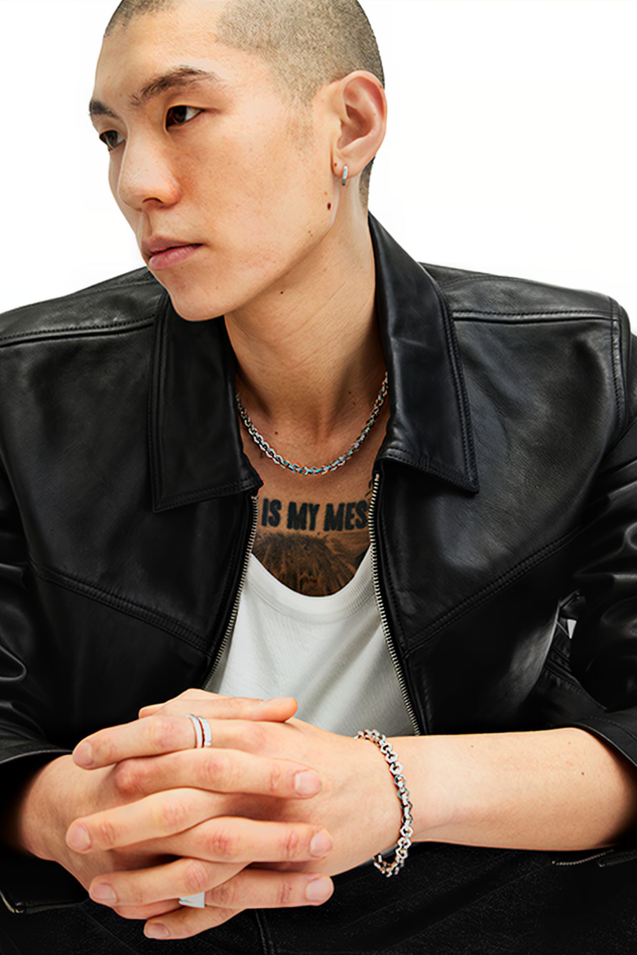 HEX CHAIN NECKLACE WARM SILVER 2