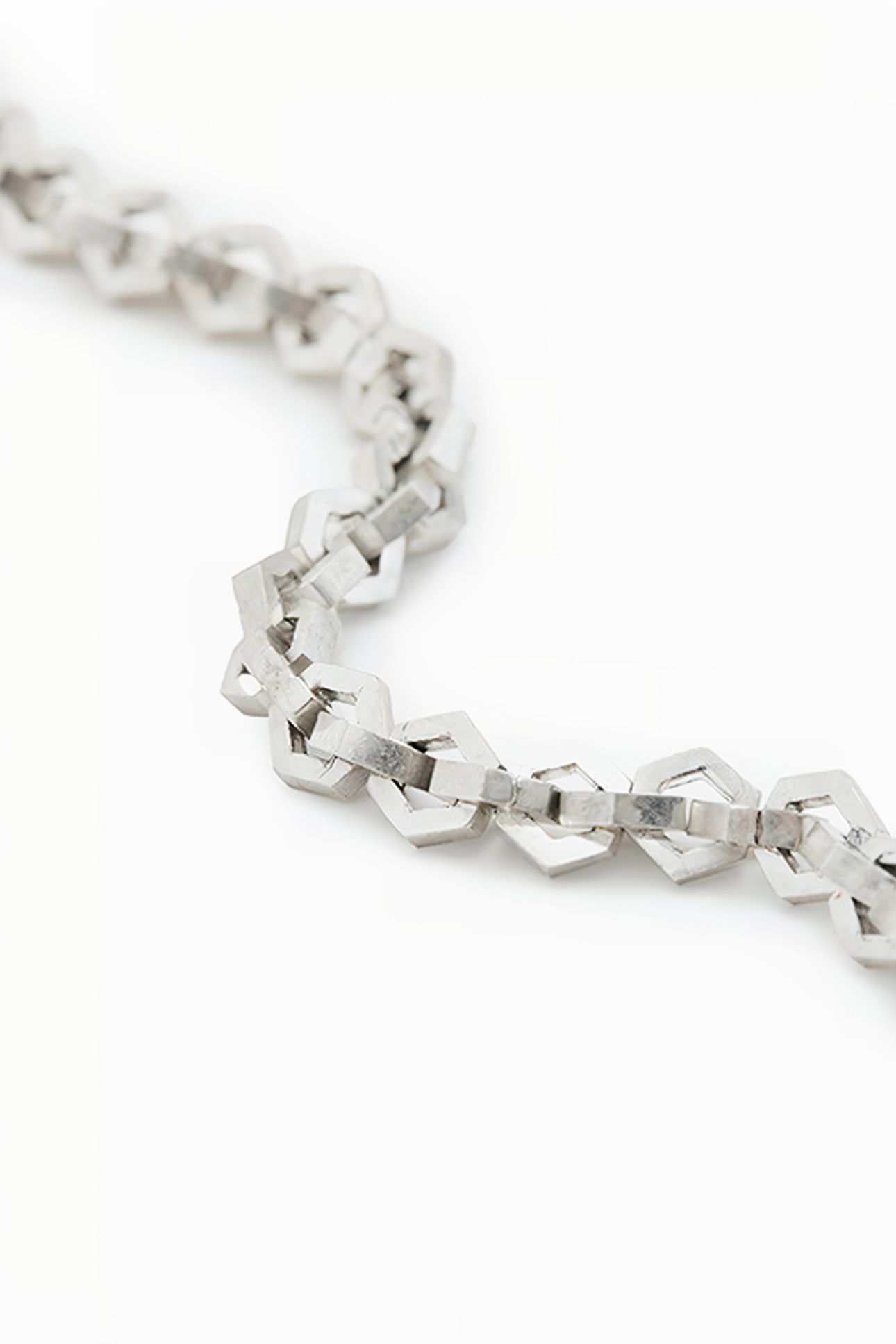 HEX CHAIN NECKLACE WARM SILVER 4