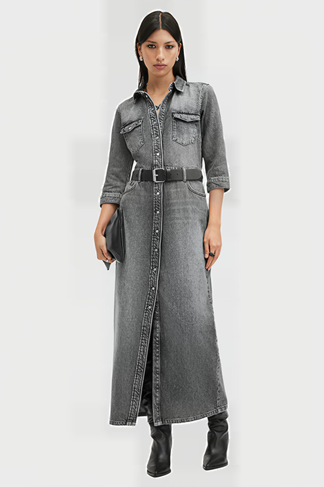 BLAIR LS DENIM DRESS WASHED BLACK 4