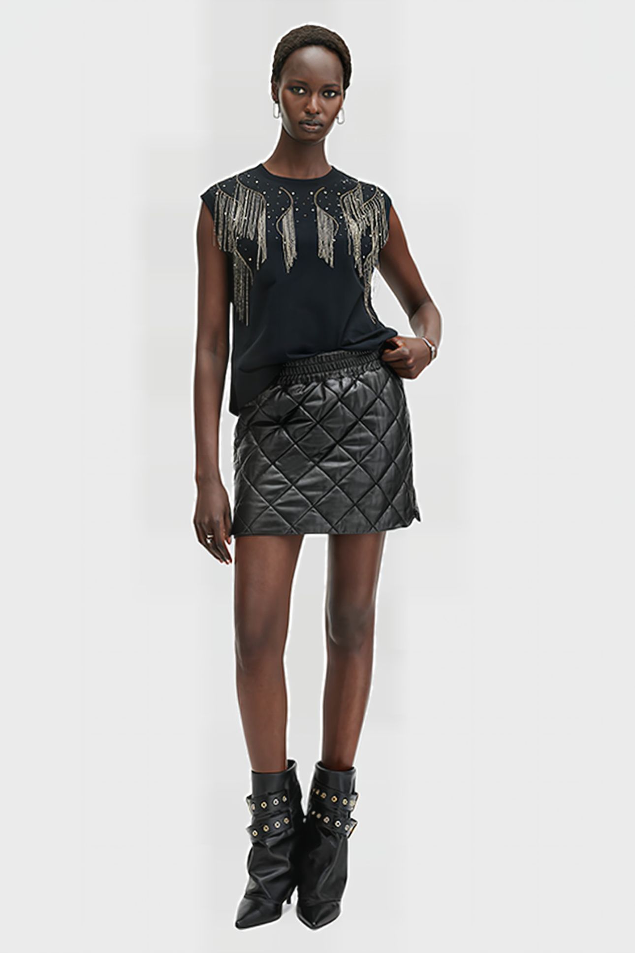 OTTIE QUILT SKIRT BLACK 2
