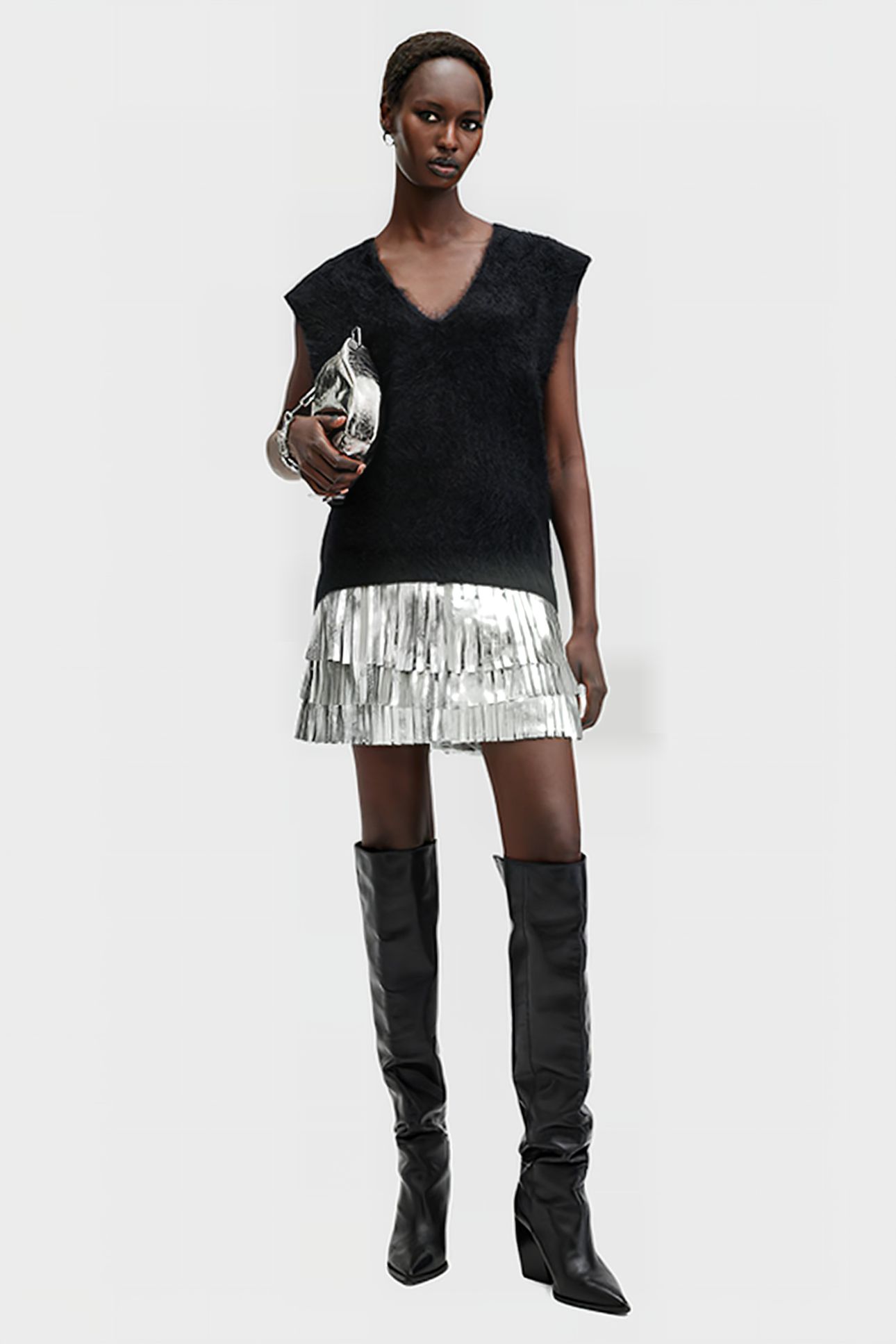 AISHA FOIL SKIRT SILVER 3