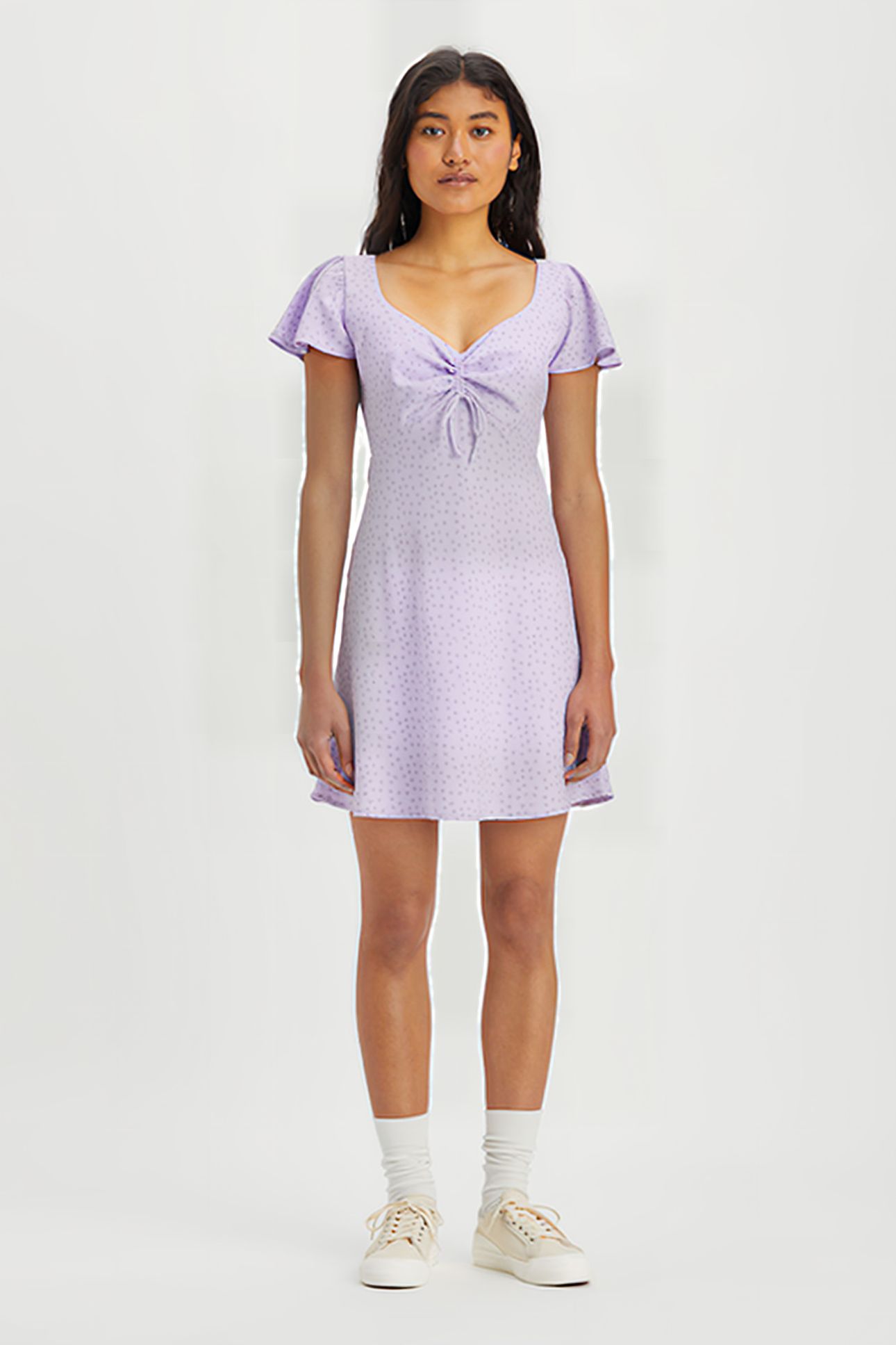 SKYLAR FLUTTER SLV DRESS JANE FLORAL PUR 1