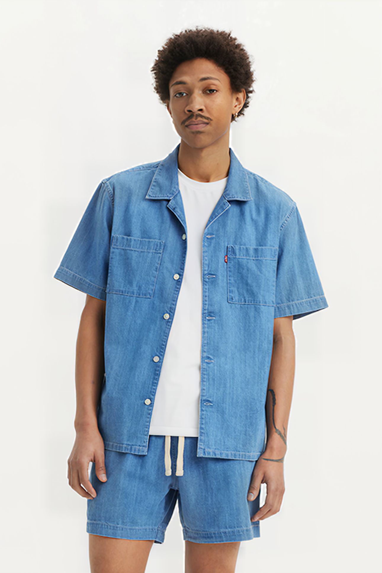 THE STANDARD CAMP SHIRT SUN STARES DENIM 1