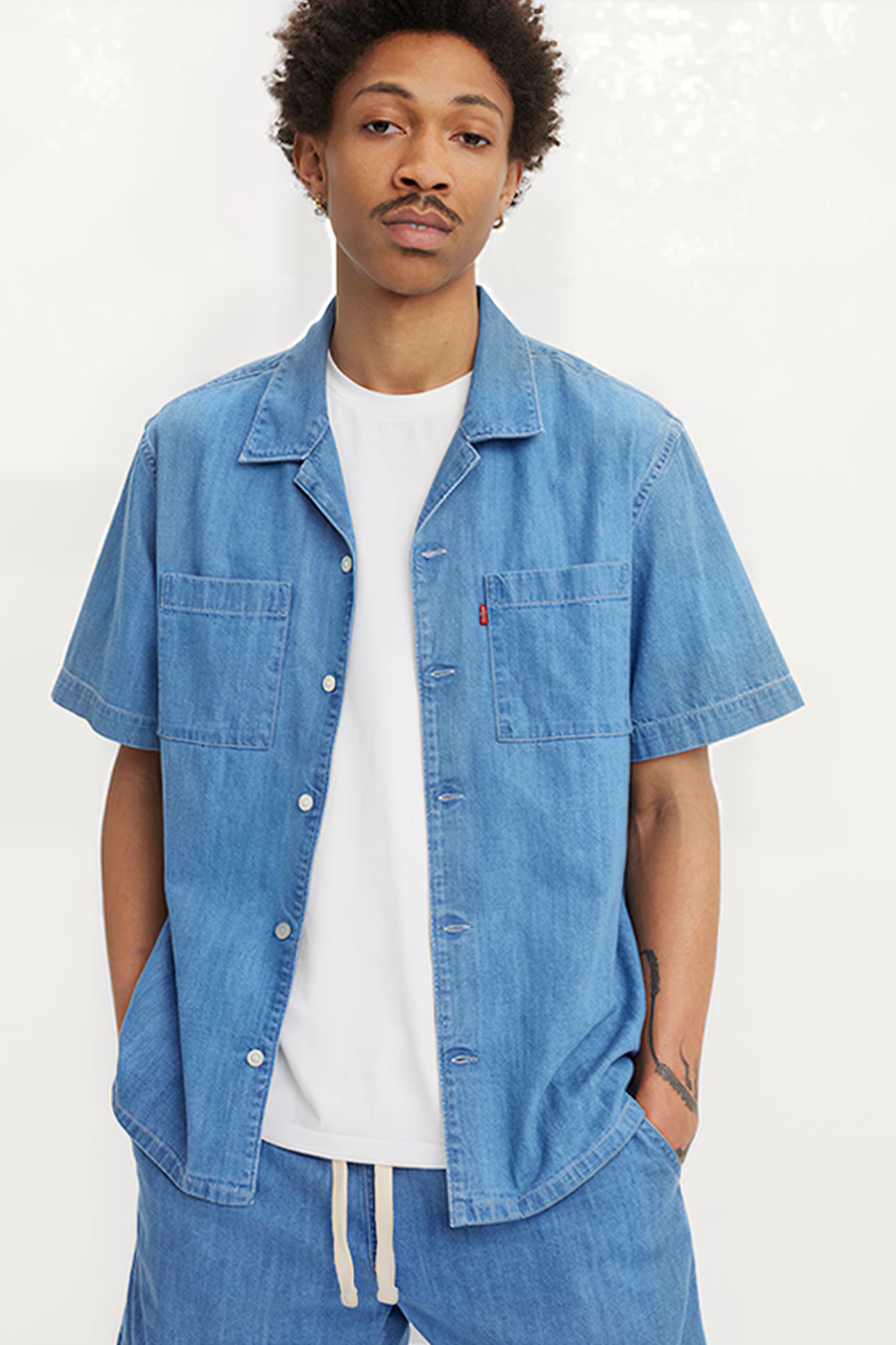 THE STANDARD CAMP SHIRT SUN STARES DENIM 3