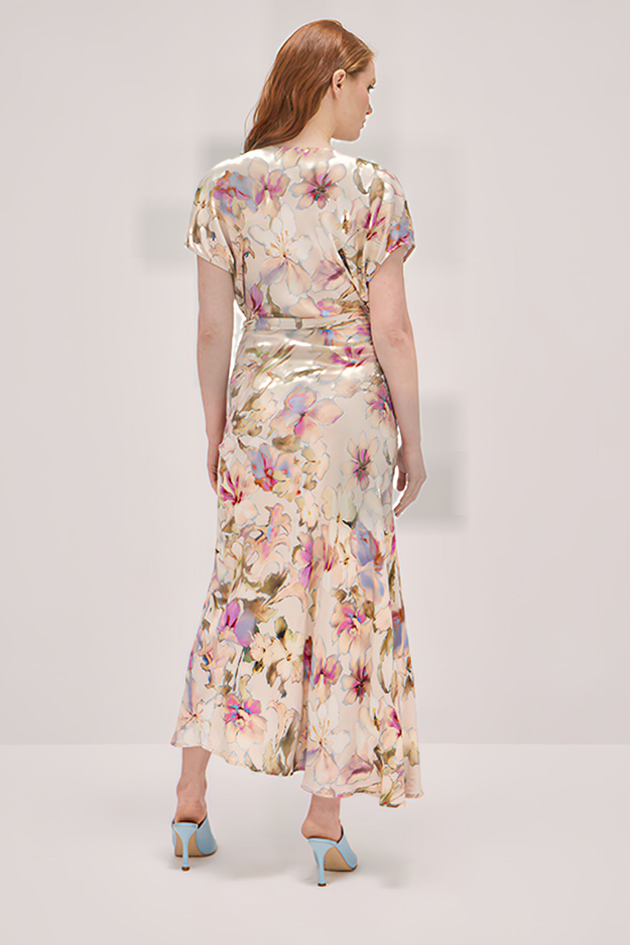 LONG FLORAL PRINT DRESS NATURAL 2