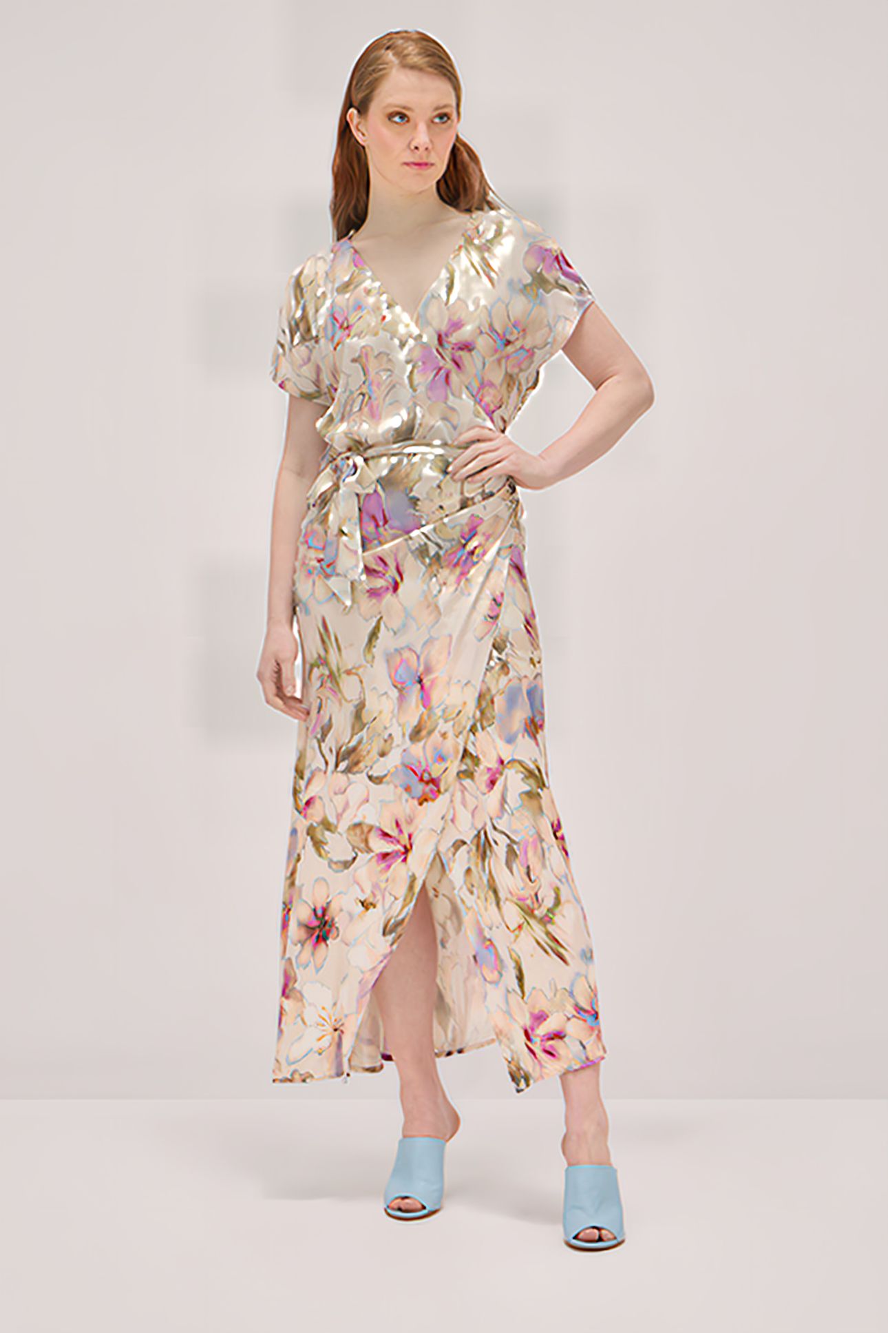 LONG FLORAL PRINT DRESS NATURAL 4