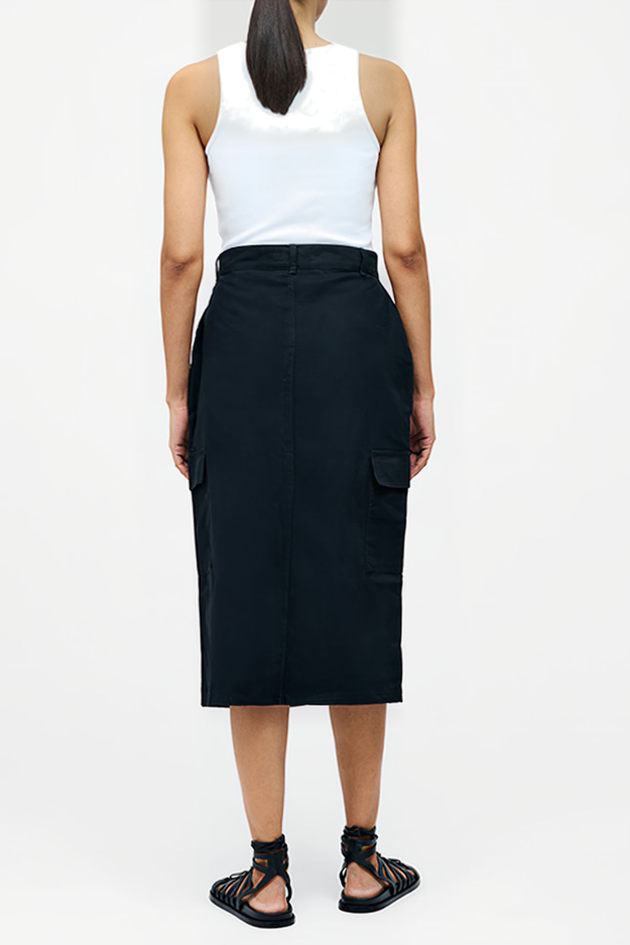 CARGO MIDI SKIRT SS25 BLACK 2