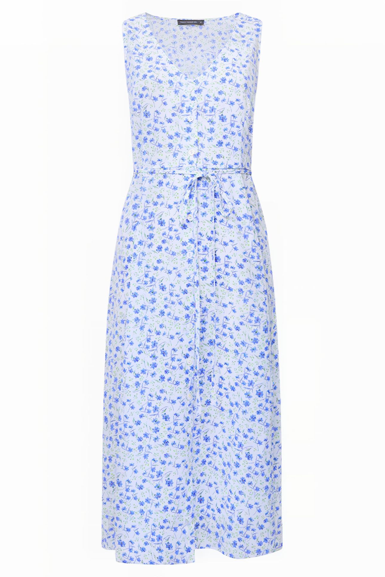 CAMILLE V-NECK SLEEVELESS DRESS SUMMER WHITE 1