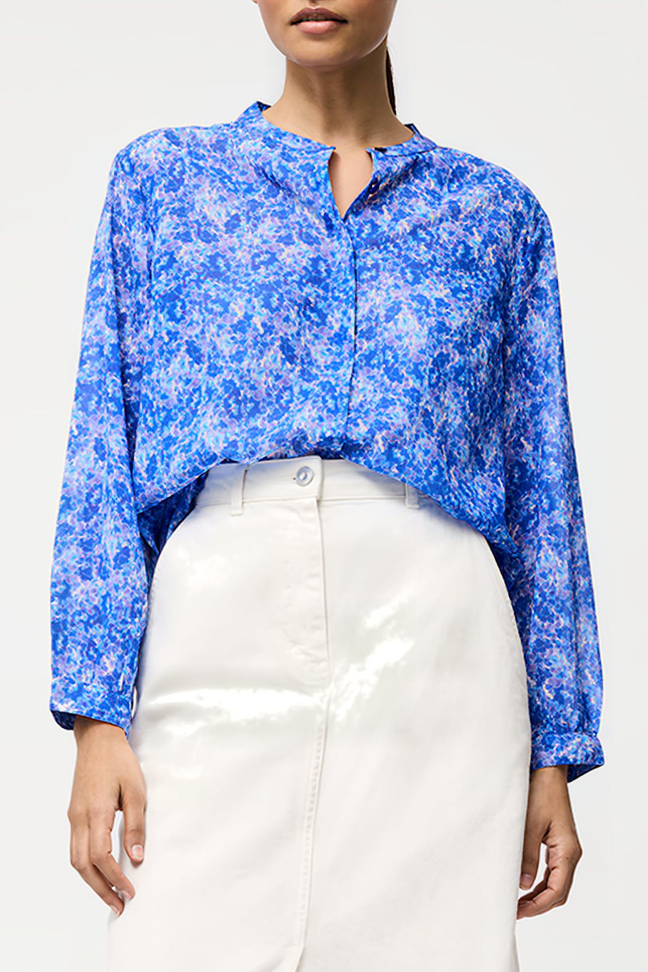 CASS HENLEY BUTTON DOWN TOP SZ18 BLUE MULTI 1