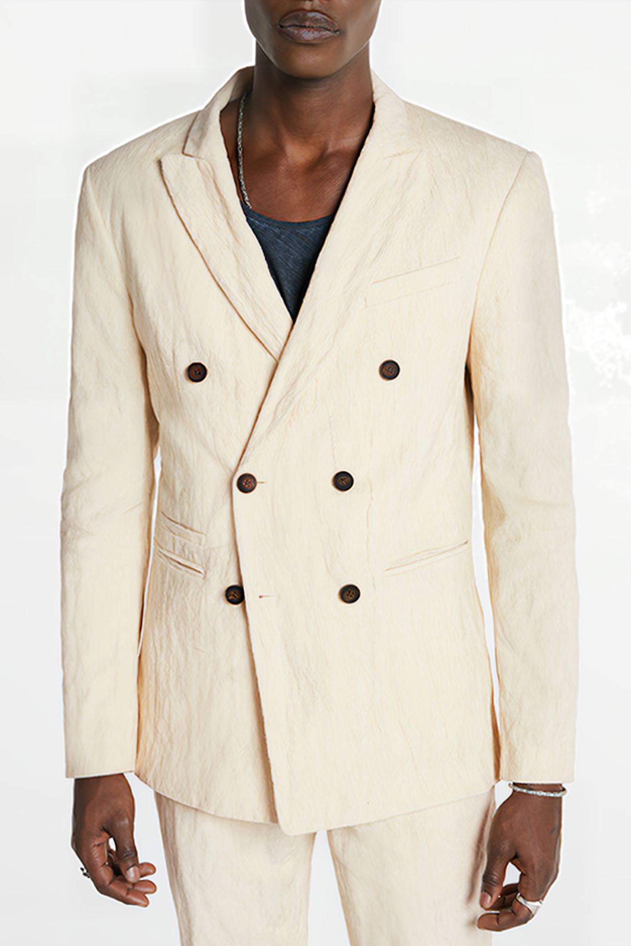 PEAK LAPEL DB JACKET CHINA WHITE 1