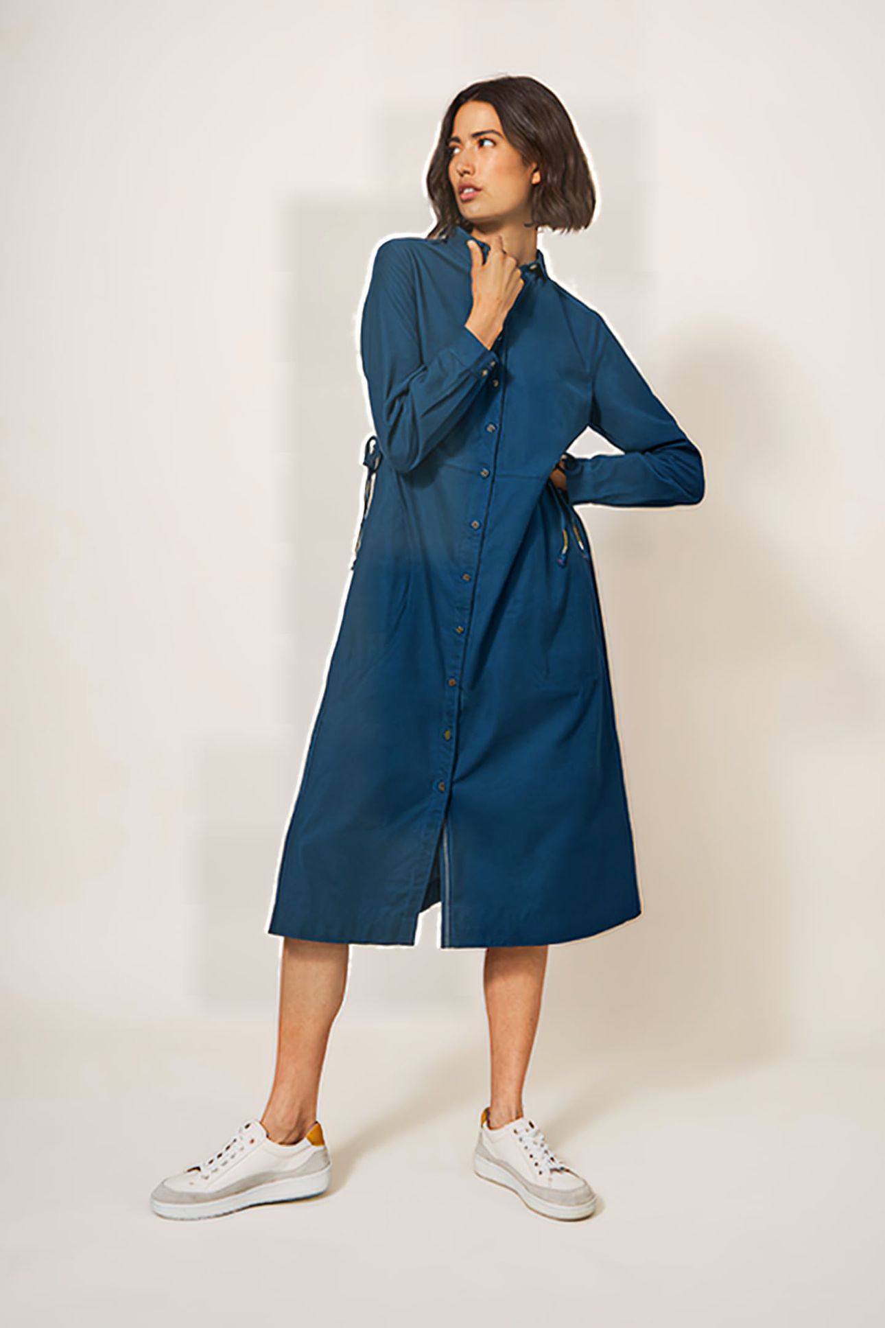 JADE CORD SHIRT DRESS DARK TEAL 1