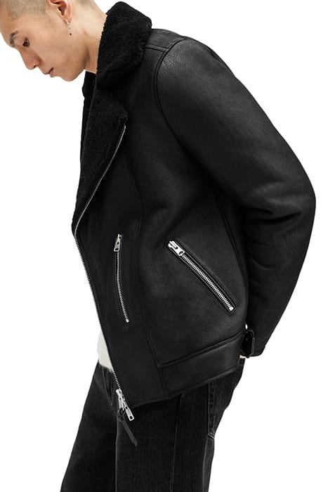 XENA SHEARLING BIKER BLACK/BLACK 8