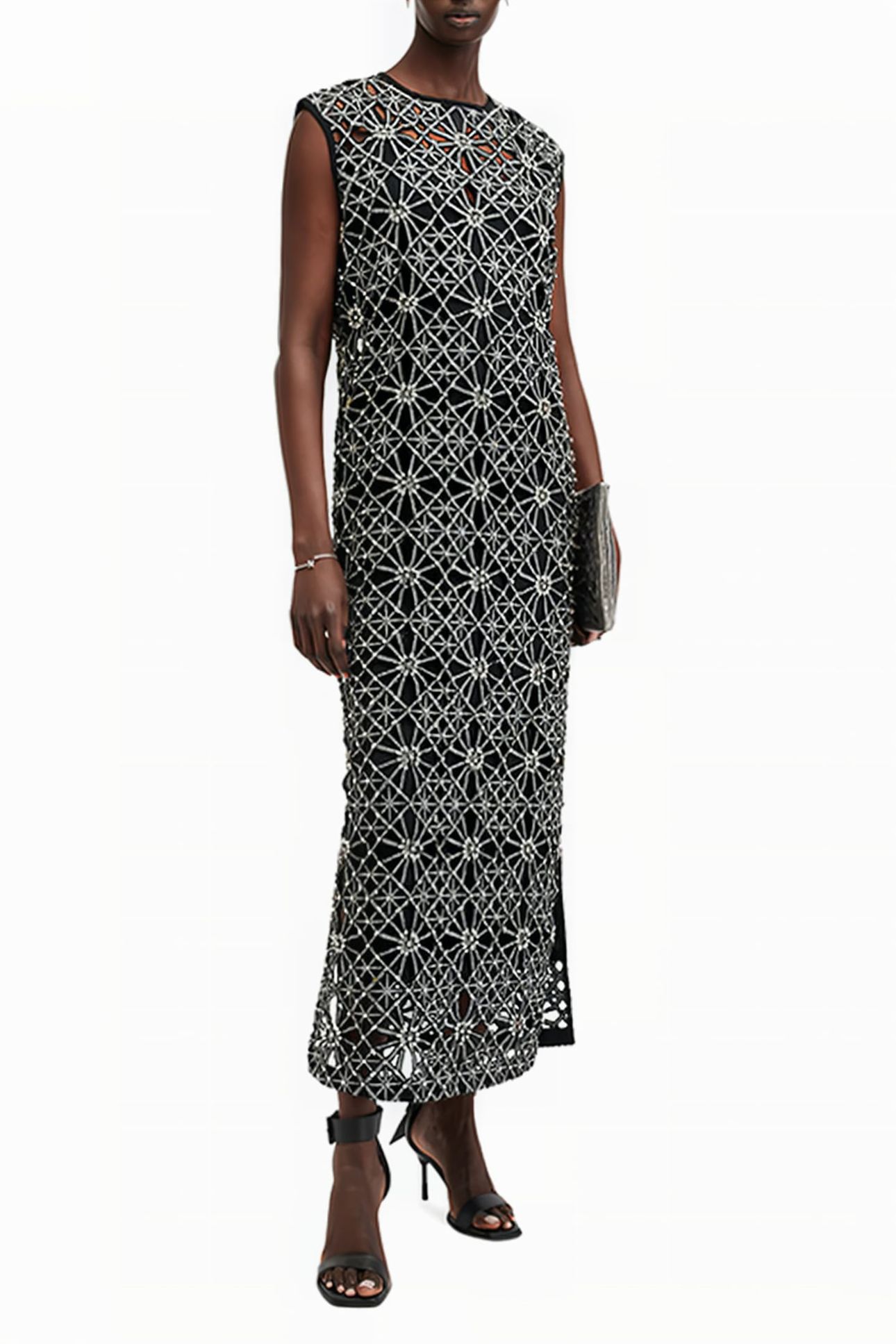 ILIANA MAX EMB DRESS BLACK/SILVER 1