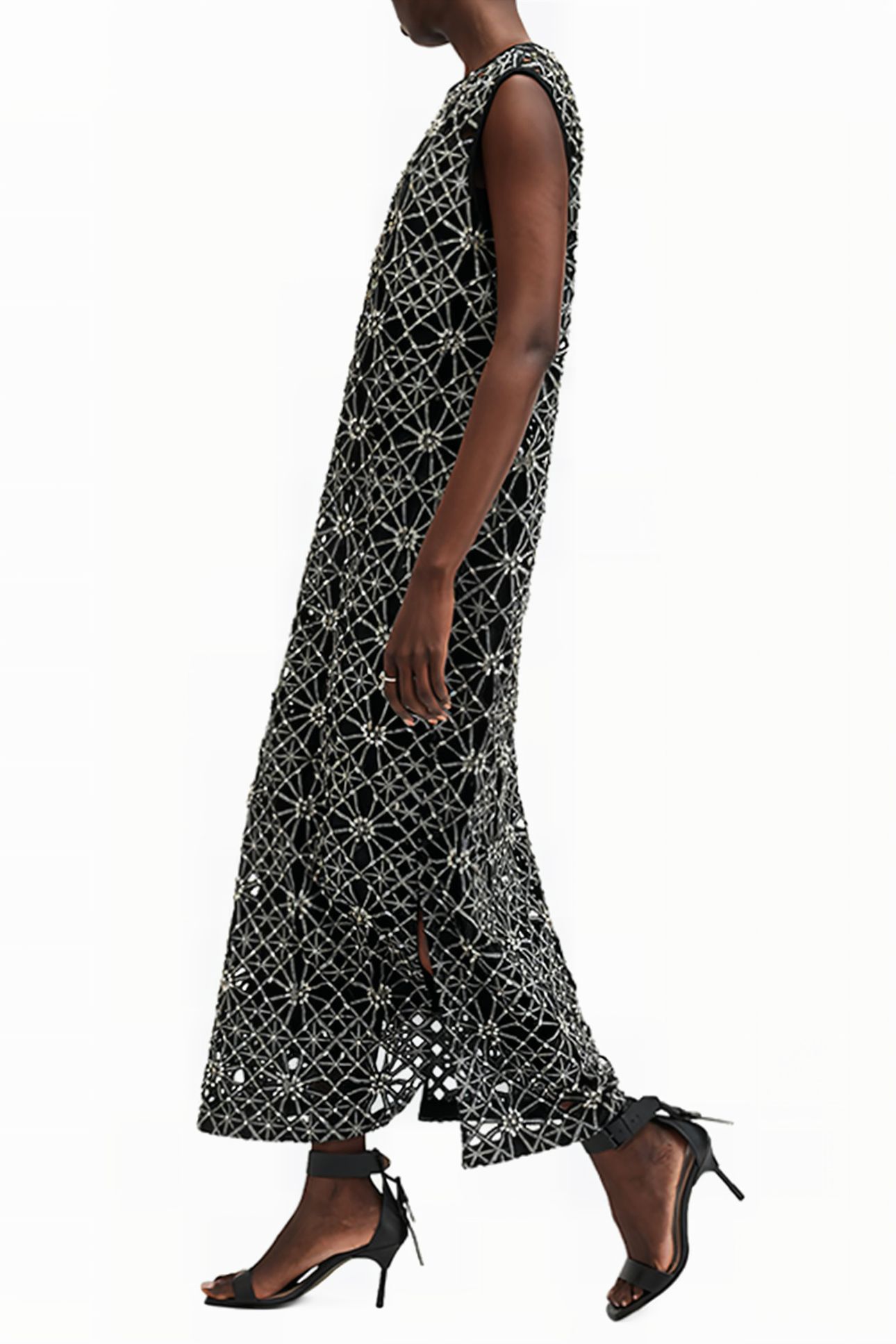 ILIANA MAX EMB DRESS BLACK/SILVER 4