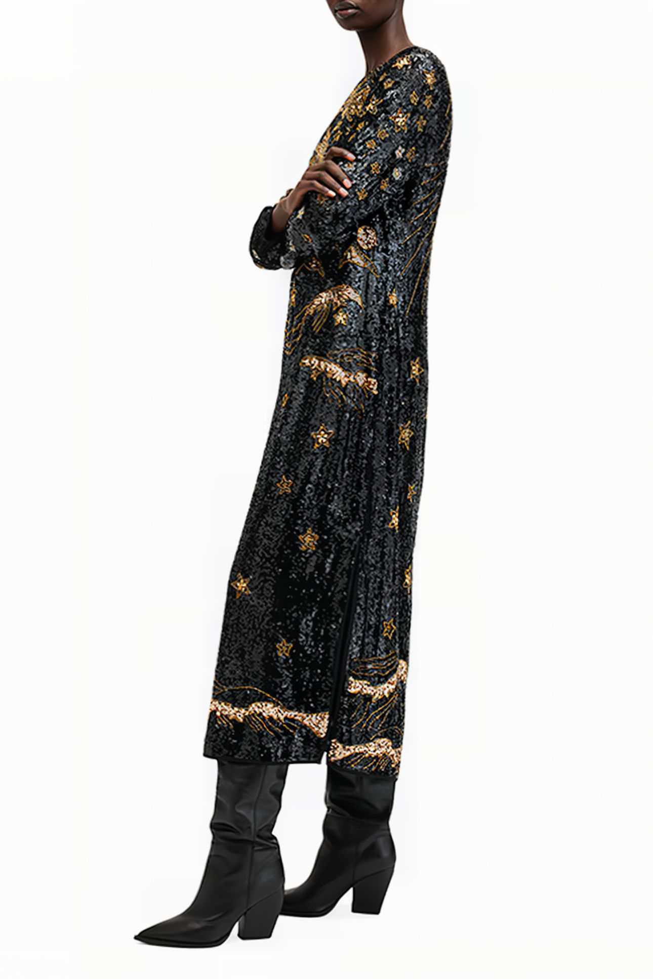 NOUSHKA MAXI DRESS BLACK/GOLD 5