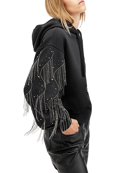 LENNON TASSEL HOODY WASHED BLACK 6