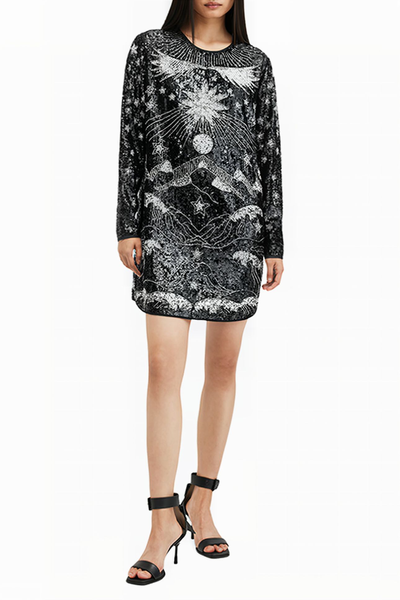 NOUSHKA EMB DRESS BLACK/SILVER 3