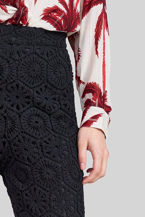 BLACK CROCHET WIDE-LEG TROUSERS 5